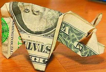 紙鈔折小豬交罰單萌翻網友-男子用137張美元紙鈔小豬交罰金