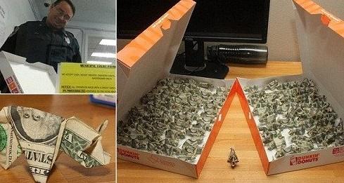 紙鈔折小豬交罰單萌翻網友-男子用137張美元紙鈔小豬交罰金