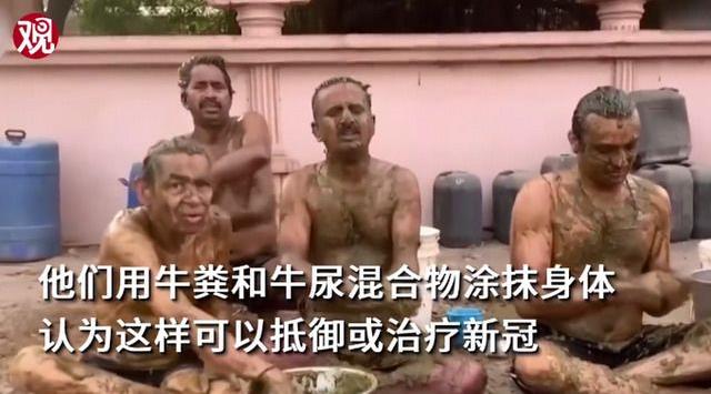 印度民眾涂滿牛糞抵御新冠,專家警告牛糞能抵御新冠病毒沒科學依據