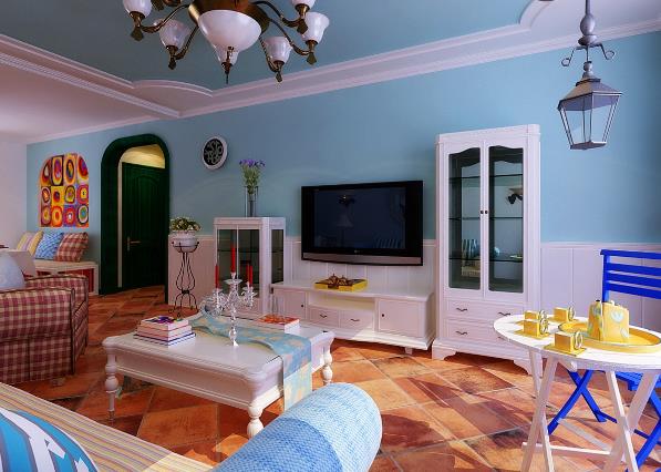 地中海風格客廳電視背景墻效果圖欣賞